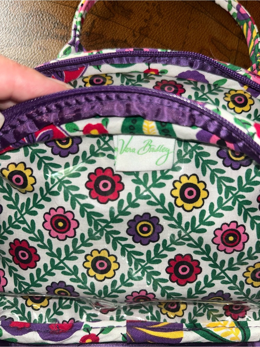Vera Bradley triple zip cosmetic bag in retired "Viva La Vera" floral print - Picture 15 of 16